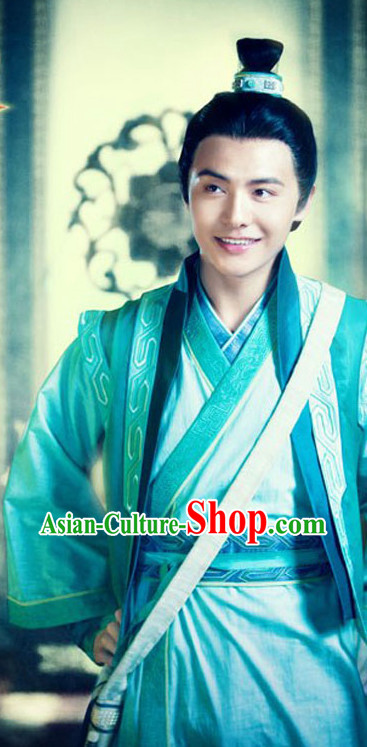 Asian Ancient Scholar Student Hanfu Dresses Complete Set