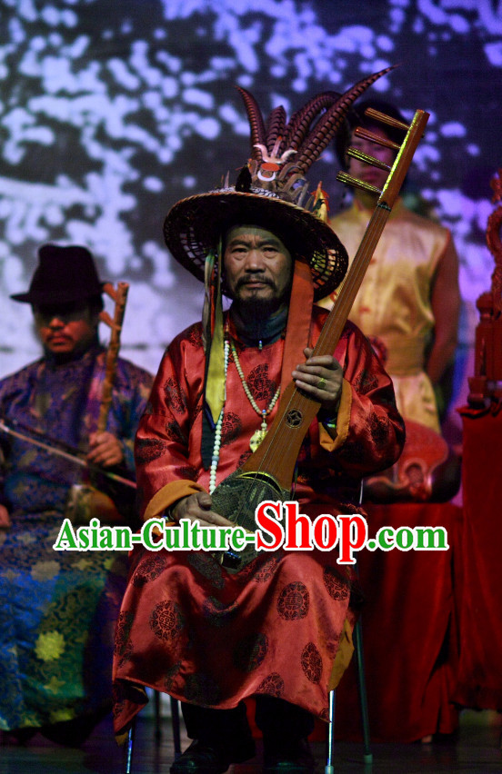 China Yunnan Lijiang Minority Ethnic Long Robe and Hat for Men