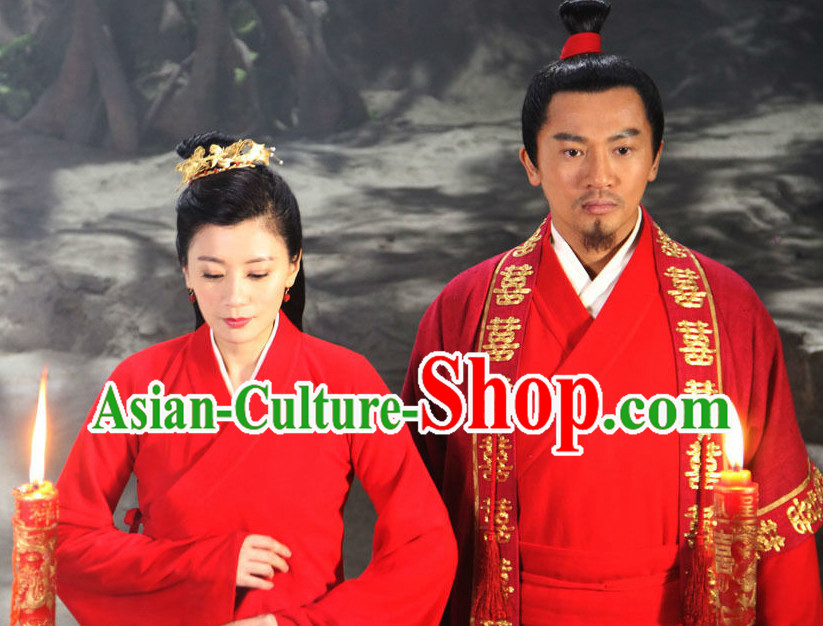 Chinese Red Wedding Dresses for Men and Women