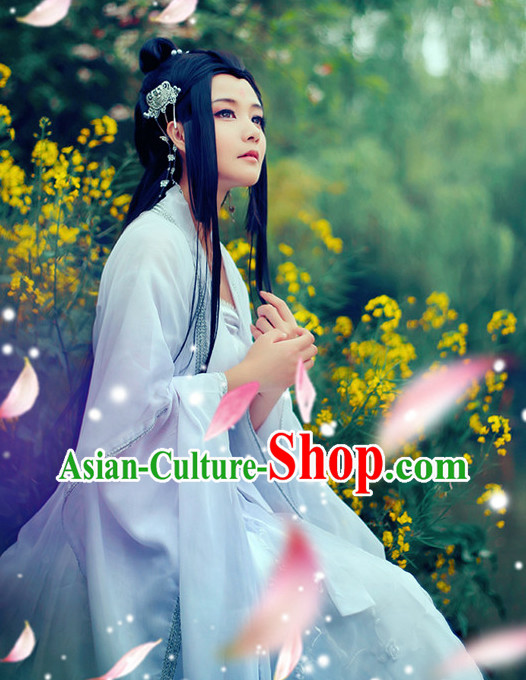 Pure White China Hanfu Dress for Women