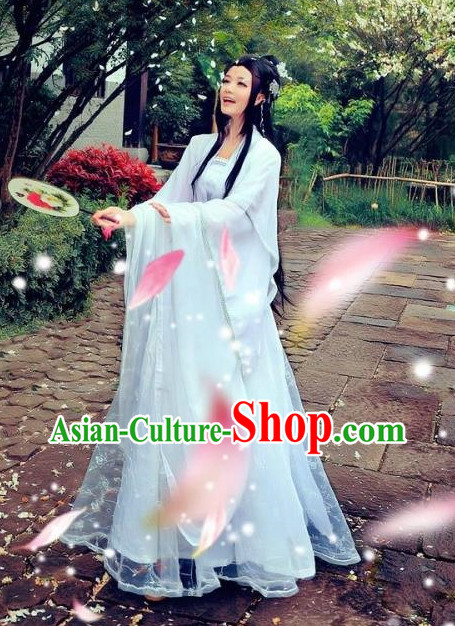 Pure White China Hanfu Dress for Women