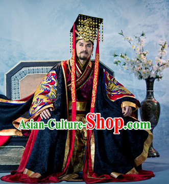 Ancient Traditional Emperor Dragon Robe and Crown Hat Complete Set