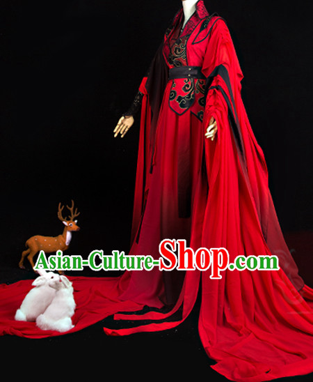 Chinese Red General Hanfu Cosplay Costumes Complete Set