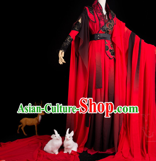 Chinese Red General Hanfu Cosplay Costumes Complete Set