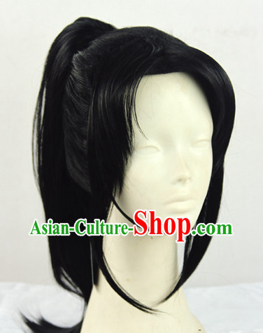 Chinese Ancient Swordsman Style Black Hair Wigs