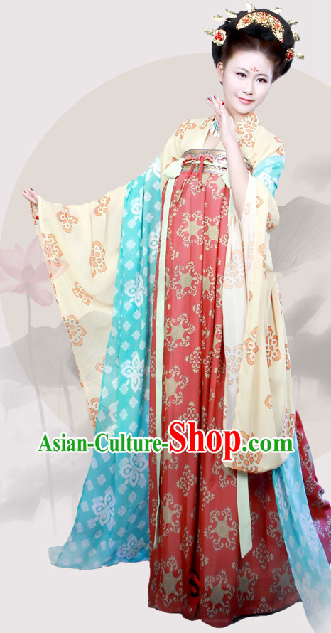 Chinese Traditional Tang Dynasty Hanfu Clothes with Wide Sleeves