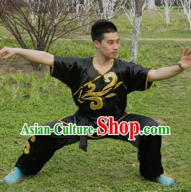Black Top Kung Fu Martial Arts Costumes Complete Set for Men