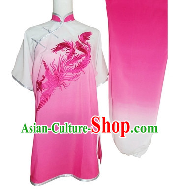 Short Sleeves Embroidered Phoenix Martial Arts Competition Suit