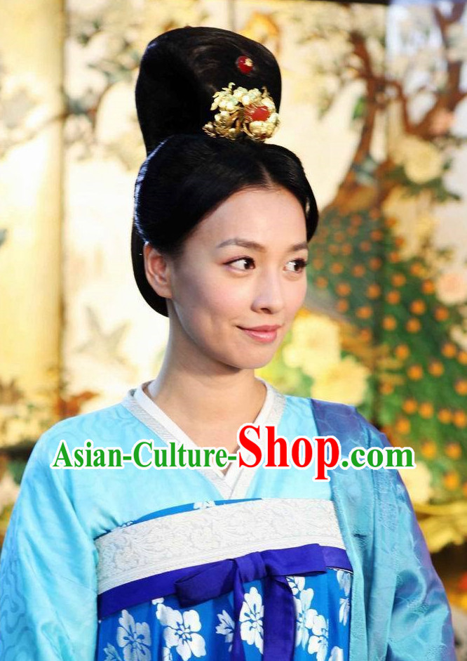 ChineseTraditional Black Wig and Hair Jewelry