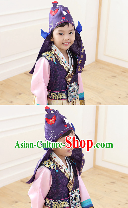 Korean Traditional Ceremonial Birthday Hat for Kids Boys
