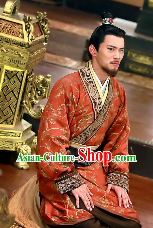 China Ancient Hanfu Clothes and Coronet Complete Set for Men