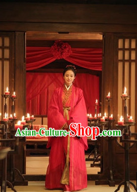 Chinese Traditional Red Wedding Dress Complete Set for Women