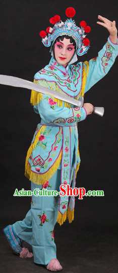 Classical China Peking Opera Hua Dan Costume and Headwear Complete Set