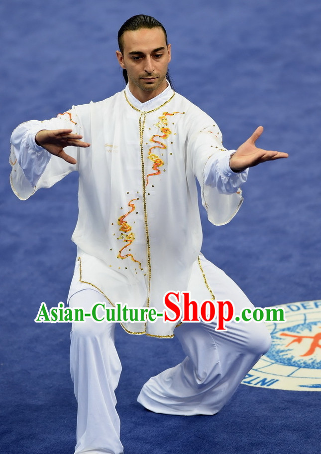 Top Asian Chinese Tai Chi Qi Gong Yoga Long Sleeves Uniform for Men