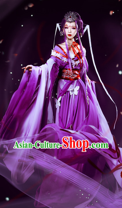 Asian Fashion Purple Princess Costumes and Hair Accessories Complete Set