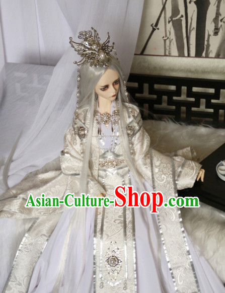 Chinese White Empress Costumes and Hair Jewelry Complete Set for Women