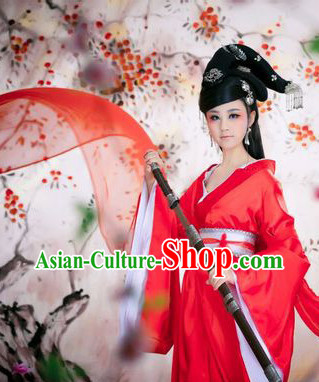 Chinese Costumes Asian Fashion Bridal Costumes and Hair Jewelry Complete Set for Women