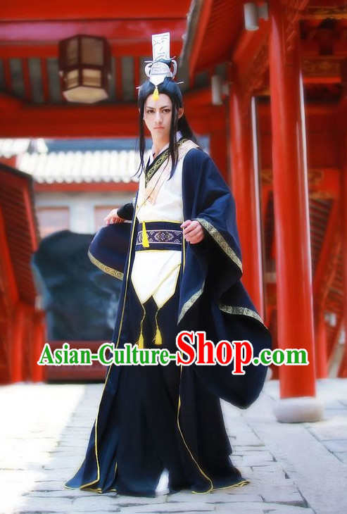 Black Chinese Prince Cosplay Costumes Asian Fashion Complete Set for Men