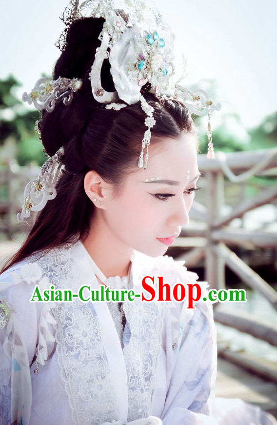 Asian Fashion Chinese Empress Halloween Costumes and Hair Jewelry Complete Set for Women