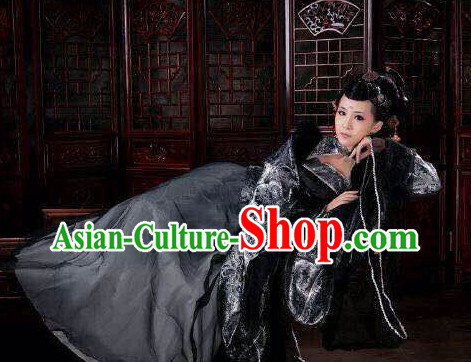 Asian Fashion Chinese Black Empress Sexy Halloween Costumes Complete Set for Women