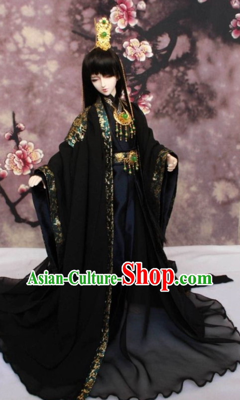 Asian Fashion Chinese Emperor Costume Hanfu and Crown Complete Set for Men