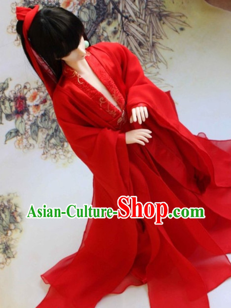 Asian Fashion Chinese Red Swordsman Costumes Hanfu Complete Set for Men
