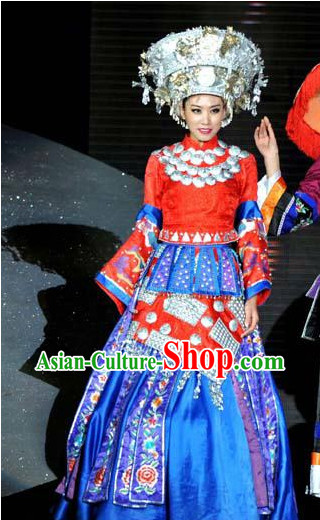 Oriental Clothing Chinese Traditional Miao Clothing for Sale Ethnic Plus Size Clothes and Hat online