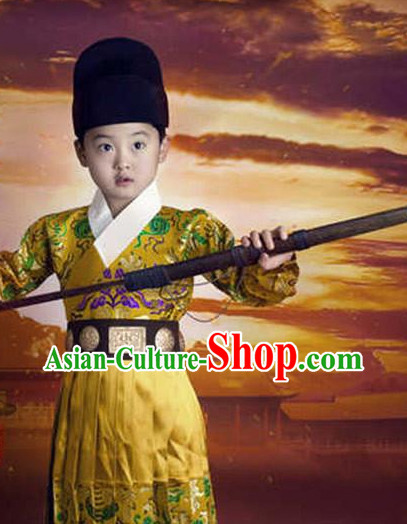 Chinese Ming Dynasty Bodyguard Kids Costumes and Hat Complete Set for Boys