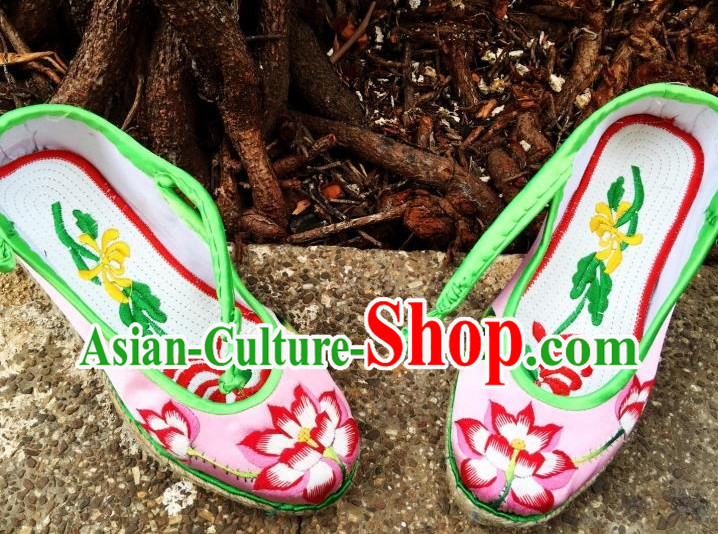 Chinese Handmade and Embroidered Lotus Shoes