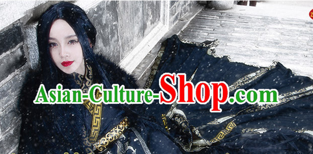Asia Fashion Ancient China Culture Chinese Black Swordman Costumes