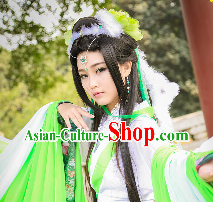 Asia Fashion Ancient China Culture Chinese Hanfu Dresses and Hair Jewelry