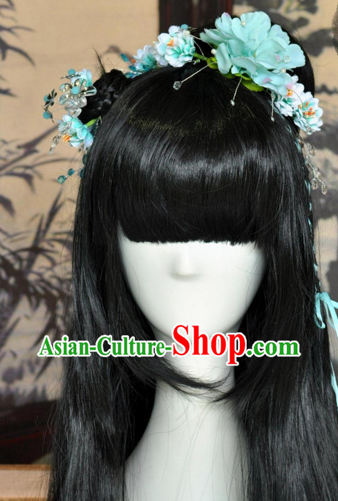 Asian Traditional Chinese Long Wig Ancient Costumes Wigs and Hair Decorations