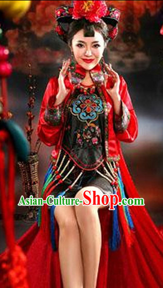 Asian Fashion Chinese Sexy Halloween Costumes and Hair Accessories Complete Set