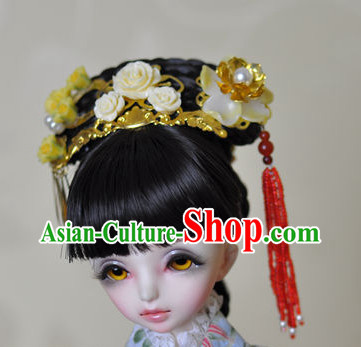 Chinese Traditional Princess Black Wig and Hair Accessories Hairpin Hair Jewelry