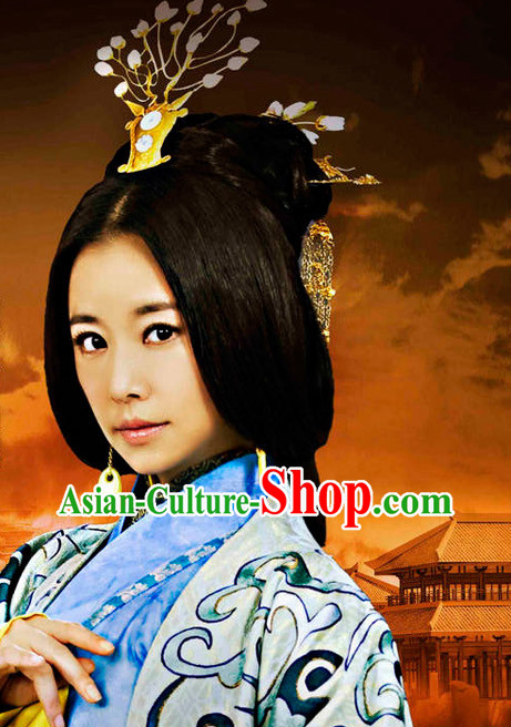Handmade Chinese Empress Long Wig and Hair Accessories