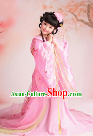 Chinese Ancient Peace Princess Clothing and Hair Jewelry Complete Set for Kids