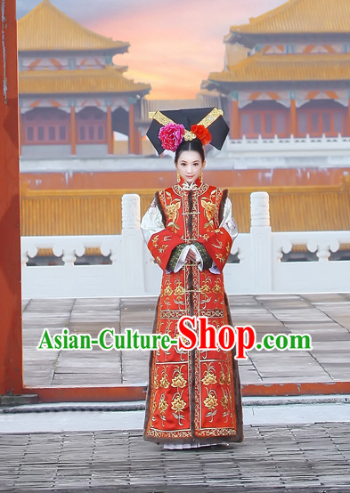 China Fashion Chinese Ancient Costume Wedding Gowns and Hair Jewelry Complete Set