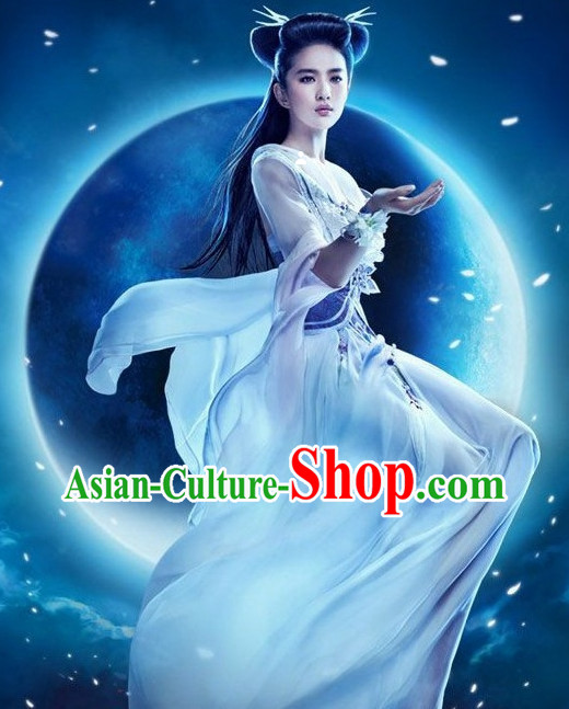 Chinese Legend Xiao Long Nv Dragon Lady Costumes and Hair Jewelry Complete Set