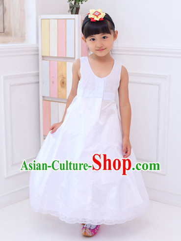 Korean Traditional Pure White Skirt Inside Clothing for Girls