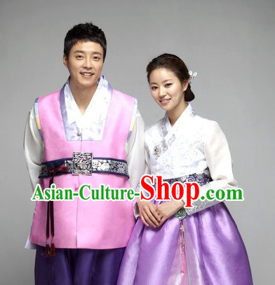 Traditional Korean Fashion Style Husband Wife Clothing Complete Sets for Men and Women