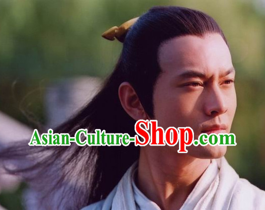 Black Chinese Ancient Long Wig for Men