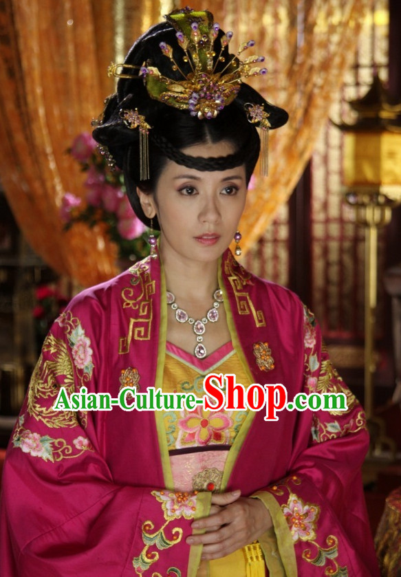 Asian Fashion Chinese Peace Princess Wedding Dress and Hair Accessories Full Set for Women