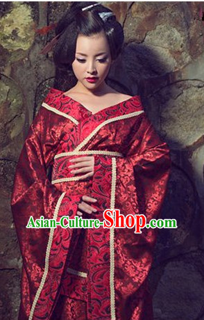 Chinese Traditional National Costumes Wedding Dress and Hair Ornaments Complete Set