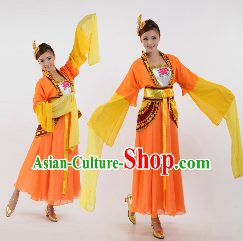 Asian Chinese Classical Dancing Costumes Dance Stores Dance Gear Dance Attire and Hair Accessories Complete Set