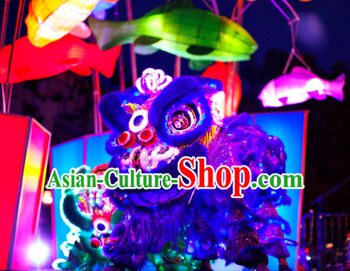 Luminous Purple Top Handmade Chinese Liion Costumes Complete Set