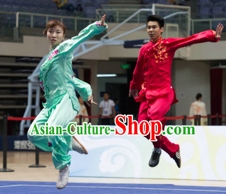 Top Red Tai Chi Qi Gong Yoga Clothing Yoga Wear Yang Tai Chi Quan Kung Fu Pants and Blouse Uniforms for Men