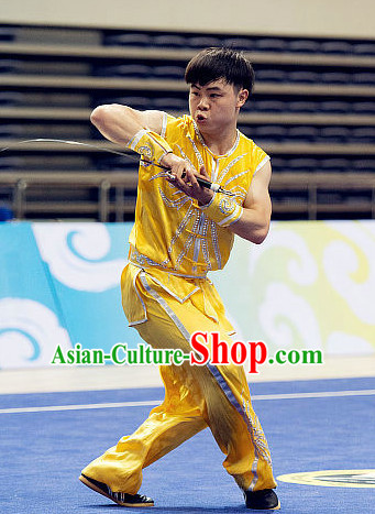 Top Yellow Martial Arts Uniforms Supplies Kung Fu Southern Sword Competition Uniforms for Men