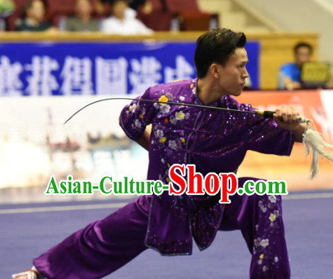 Top Embridered Martial Arts Uniform Supplies Kung Fu Swords Broadswords Championship Competition Clothing for Men