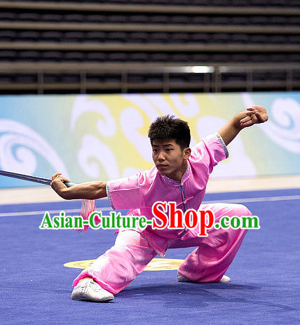 Top Pink Martial Arts Uniform Supplies Kung Fu Southern Swords Broadswords Competition Uniforms for Men