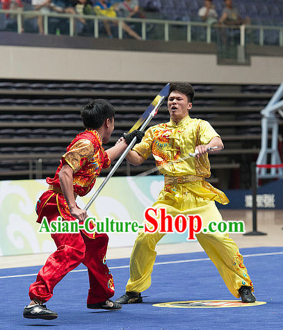 Top Yellow Dragon Kung Fu Costume Martial Arts Broadswords Combat Costumes Kickboxing Equipment Krav Maga Macho Apparel Karate Clothes Complete Set for Men